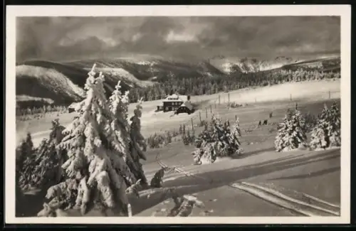 AK Adolfbaude im dichten Schnee