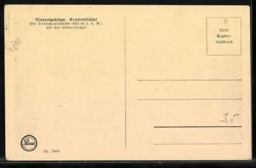 AK Teichmannbaude i. Riesengebirge, Teichmannbaude mit der Schneekoppe