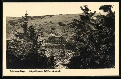 AK Elbfallbaude /Riesengebirge, Elbfallbaude aus der Vogelschau