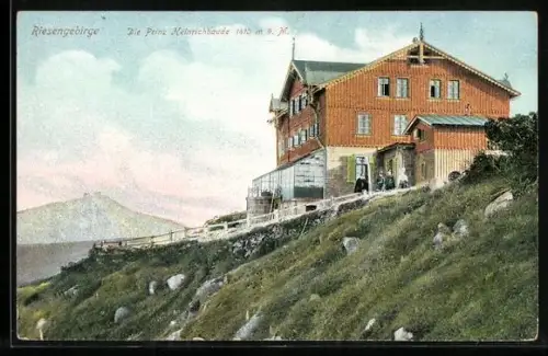 AK Prinz Heinrichbaude /Riesengebirge, Blick zur Hütte