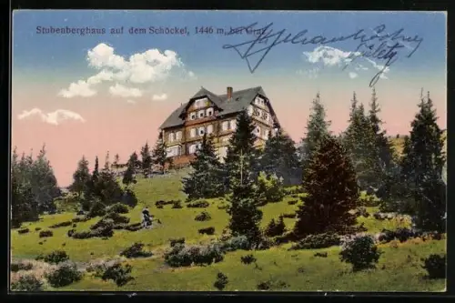 AK Stuberghaus auf dem Schöckel, Blick zur Hütte