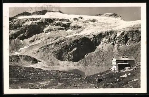 AK Rudolfshütte am Weisssee, Rudolfshütte mit Blick über den See