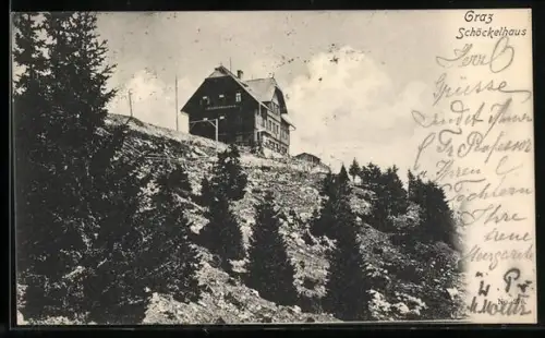 AK Schöckelhaus /Graz, Blick zum Schöckelhaus