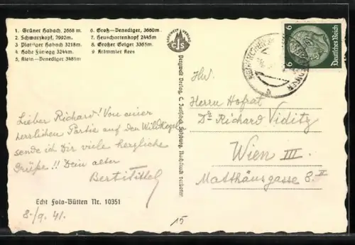 AK Wildkogelhaus g. d. Habachtal u. Venedigergruppe