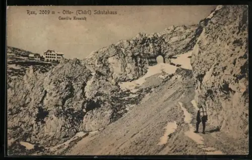 AK Otto-Thörl-Schutzhaus, Wanderer auf dem Weg