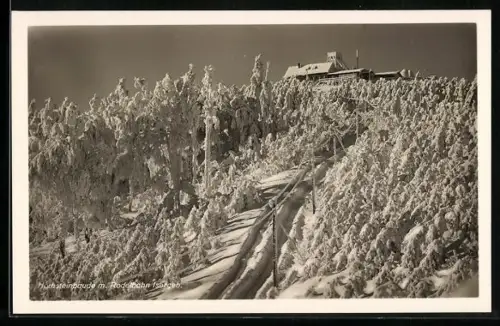 AK Hochsteinbaude /Isergeb., Rodelbahn im Schnee