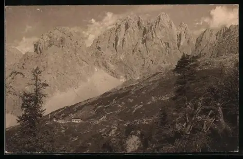 AK Gruttenhütte /Kaisergebirge, Berghütte mit Ellmauer Halt