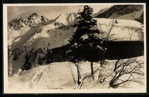AK Lindauer Hütte, Hütte im Schnee