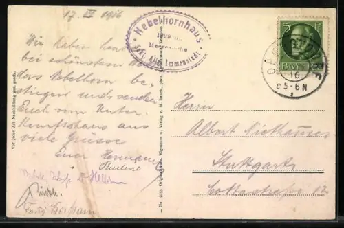 AK Nebelhornhaus /Allgäuer Alpen, Berghütte mit Blick zum Nebelhorn