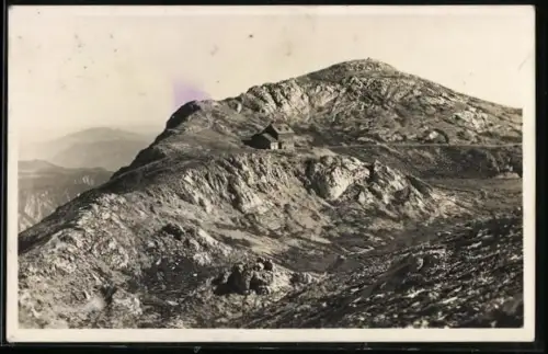 AK Schiestlhaus am Hochschwab, Blick zur Berghütte