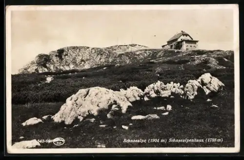 AK Schneealpenhaus /Schneealpe, Blick zum Schneealpenhaus