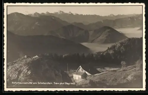 AK Naturfreundehaus am Schoberstein, Berghütte mit Bergpanorama