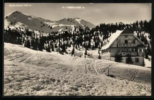 AK Leitnerhütte /Planneralpe, Schneelandschaft mit Kl. Rotbühel u. Gr. Rotbühel