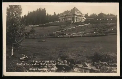 AK Klostermannova Chata KCST v Modrave, Blick zur Hütte