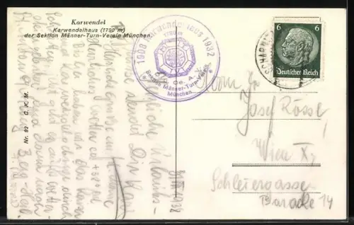 AK Karwendelhaus, Berghütte des Zweig-Männer-Turnvereins München