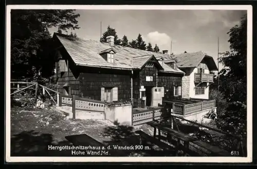 AK Herrgottschnitzhaus, Berghütte a. d. Wandeck, Hohe Wand