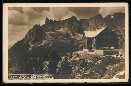 AK Erfurter Hütte im Rofan 1834m mit Bergmassiv