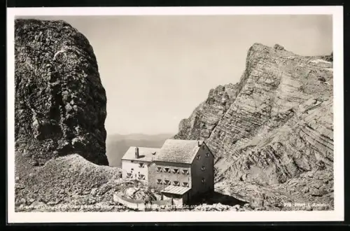 AK Riemannhaus am Steinernen Meer, Blick auf Sommerstein und Breithorn