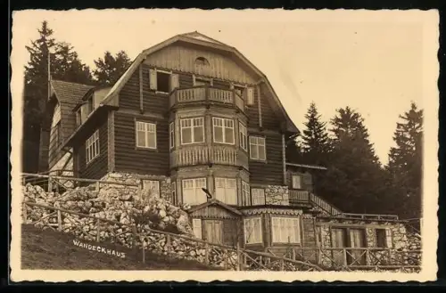 AK Wandeckhaus, Ortspartie mit Berghütte