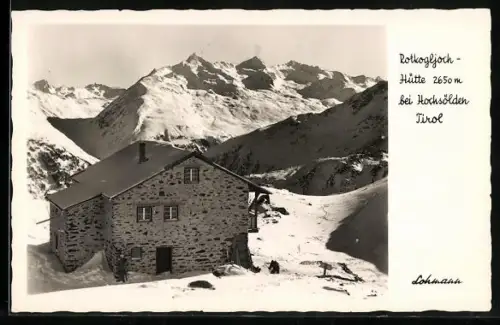 AK Rotkogljoch-Hütte mit Blick in die Berge