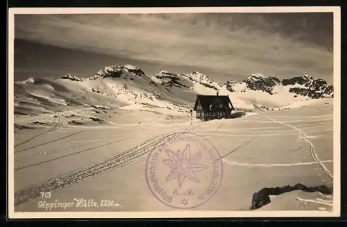 AK Göppinger Hütte am Gamsboden im Schnee