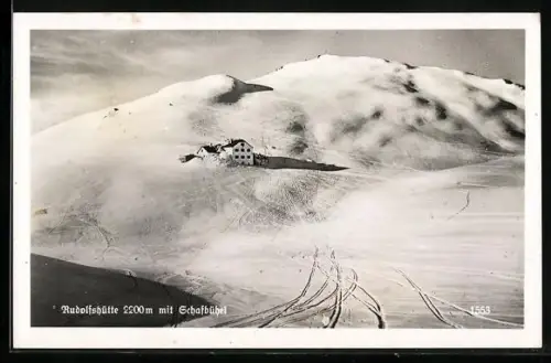 AK Rudolfshütte mit Schafbühel im Schnee