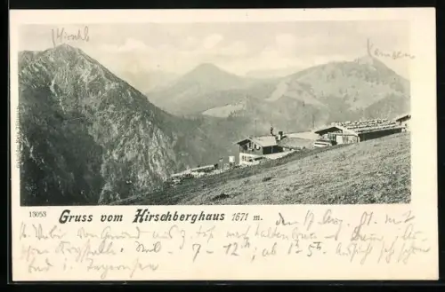 AK Hirschberghaus mit Blick in die Berge
