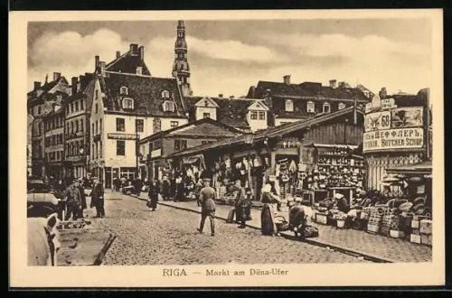 AK Riga, Markt am Düna-Ufer