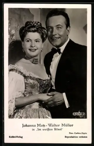 AK Schauspielerin Johanna Matz und Schauspieler Walter Müller in dem Film Im weissen Rössl`