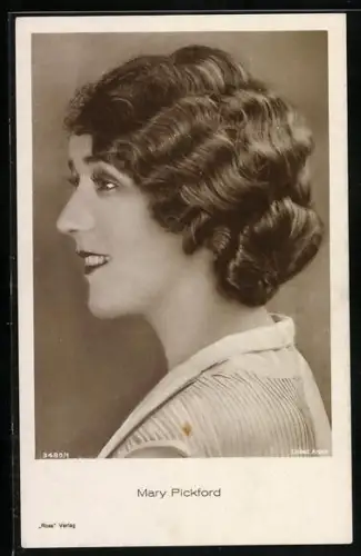 AK Schauspielerin Mary Pickford mit lockigem Haar und bezauberndem Lächeln