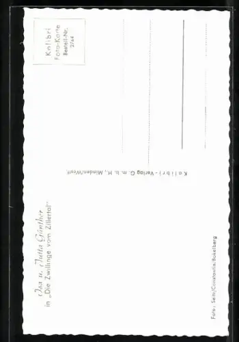 AK Schauspielerinnen Isa und Jutta Günther in dem Film Die Zwillinge vom Zillertal