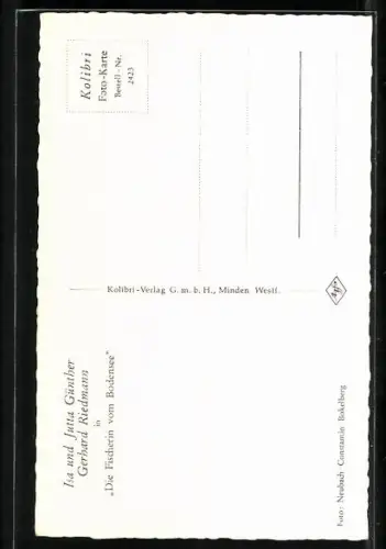 AK Schauspielerinnen Isa und Jutta Günther und Schauspieler Gerhard Riedmann in dem Film Die Fischerin vom Bodensee