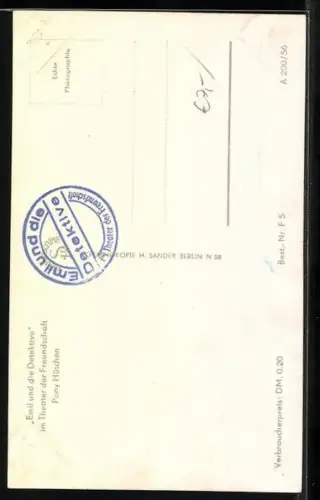 AK Berlin, Schauspielerin Pony Hütchen in Emil und die Detektive im Theater der Freundschaft, Autogramm