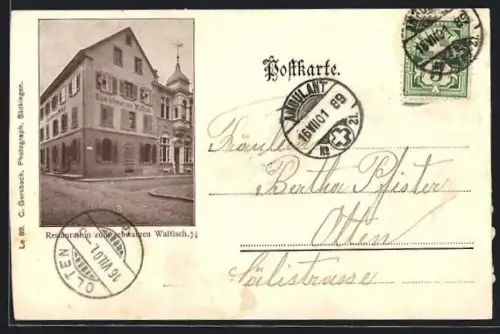 AK Säckingen, Restaurant zum schwarzen Walfisch, Scheffelfelsen am Bergsee