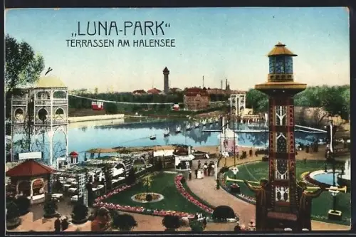 AK Berlin-Halensee, Volksfelst im Luna-Park, Terrassen am Halensee