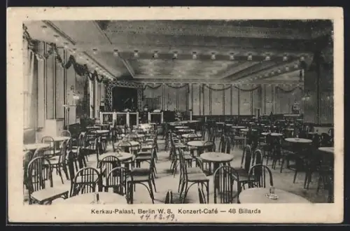 AK Berlin, Innenansicht vom Kerkau-Palast, Behrenstrasse, Konzert-Café und 48 Billards