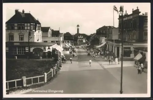 AK Wangerooge, Zedeliusstrasse mit Hotel Hanken und der Bücherstube