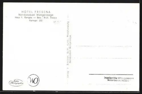 AK Wangerooge, Hotel Fresena, Bes. Rich. Haase, Innenansicht vom Speisesaal