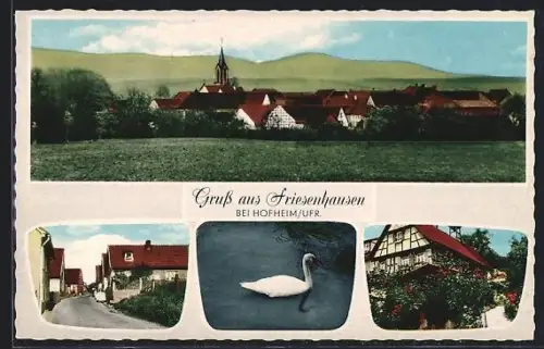 AK Friesenhausen bei Hofheim, Ortsansicht, Strasse, Schwan, Fachwerkhaus