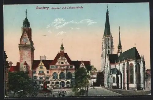 AK Duisburg, Rathaus und Salvatorkirche
