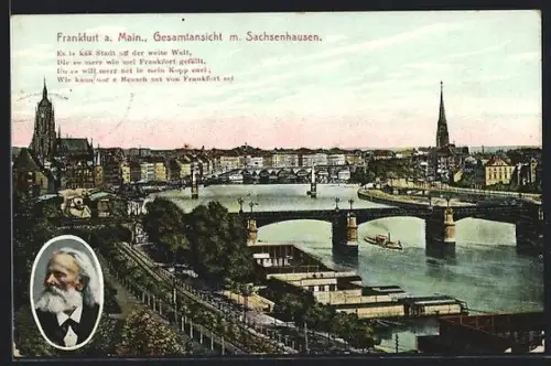 AK Frankfurt a. Main, Gesamtansicht mit Sachsenhausen