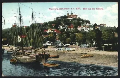 AK Hamburg-Blankenese a. d. Elbe, Blick auf den Süllberg
