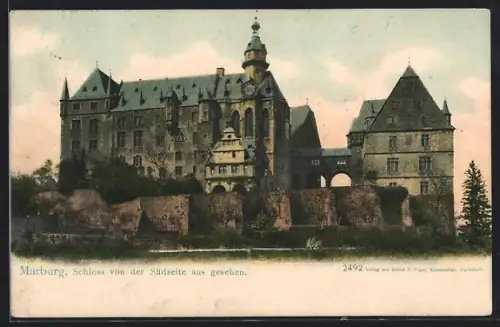 AK Marburg, Schloss von der Südseite aus gesehen