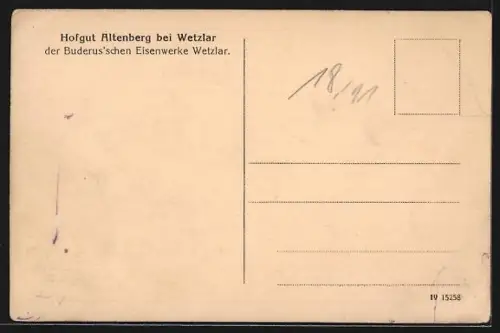 AK Altenberg bei Wetzlar, Hofgut der Buderus`schen Eisenwerke