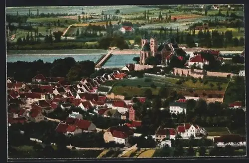 AK Breisach, Blick aus der Vogelschau auf Stadt und Münster