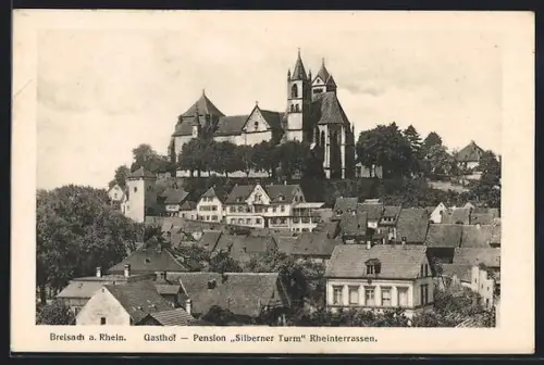 AK Breisach a. Rhein, Gasthof Pension Silberner Turm, Rheinterrassen, Münster