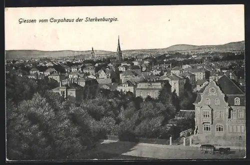 AK Giessen, Blick vom Corpshaus der Starkenburgia auf Stadtpanorama