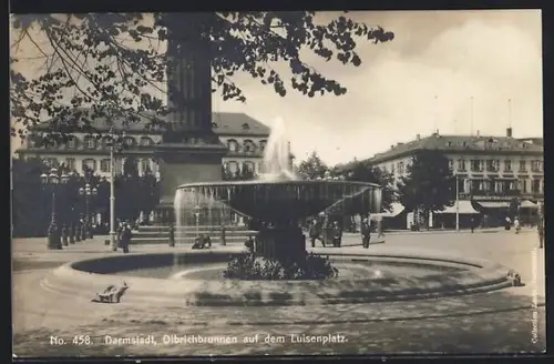 AK Darmstadt, Olbrichbrunnen auf dem Luisenplatz