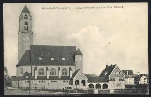 AK Darmstadt-Bessungen, Pauluskirche erbaut von Prof. Pützer