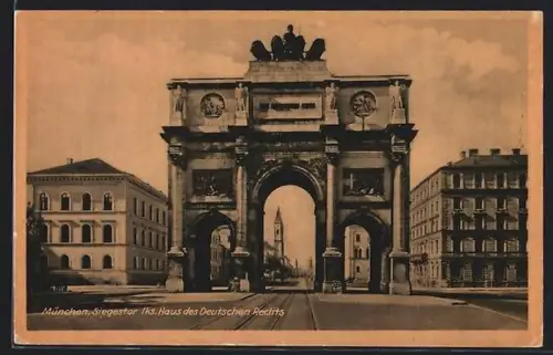 AK München, Siegestor, Haus des Deutschen Rechts